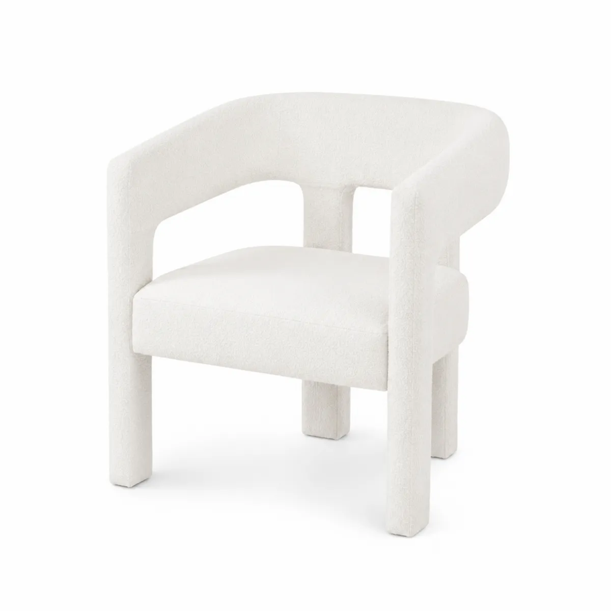Chaise en tissu polyester blanc, 80 x 60 x 60 cm