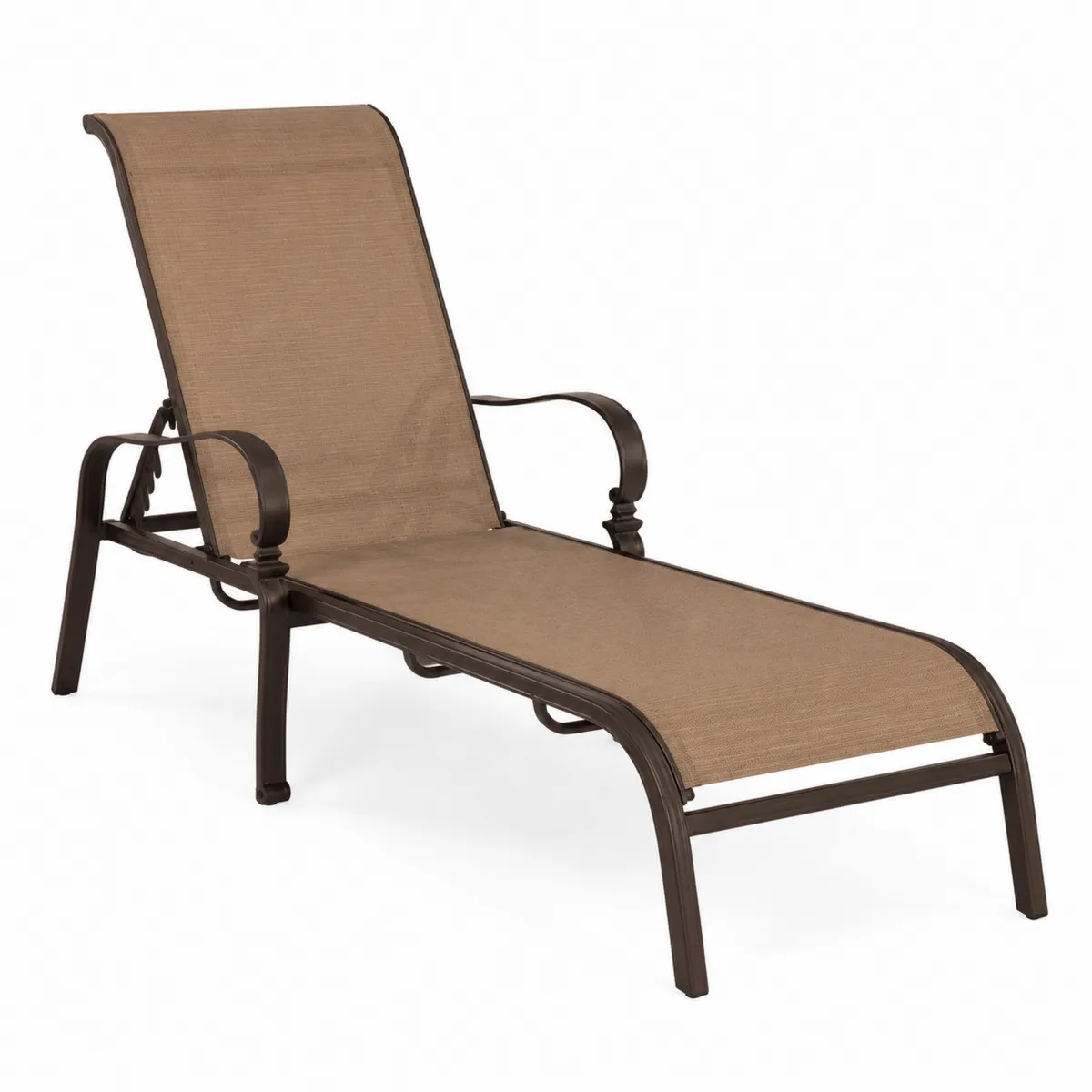 Chaise Longue de Jardin en Aluminium et Textilène Brun