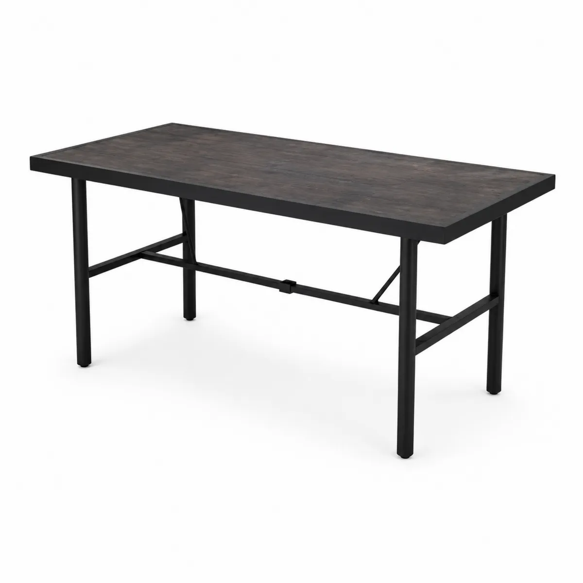 Table rectangulaire en métal et bois brun 180x90x75 cm