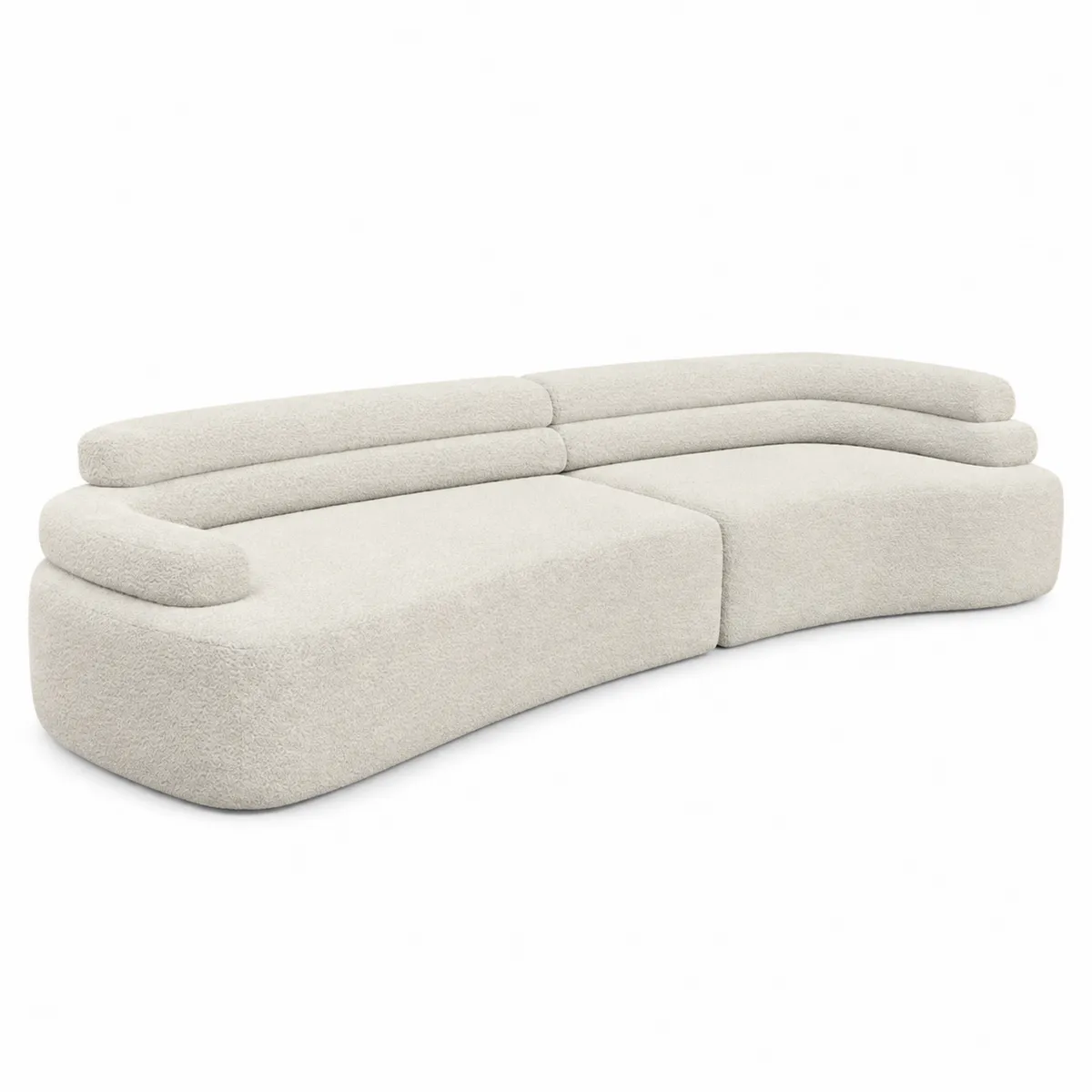 Canapé modulable en tissu bouclé ivoire 300cm