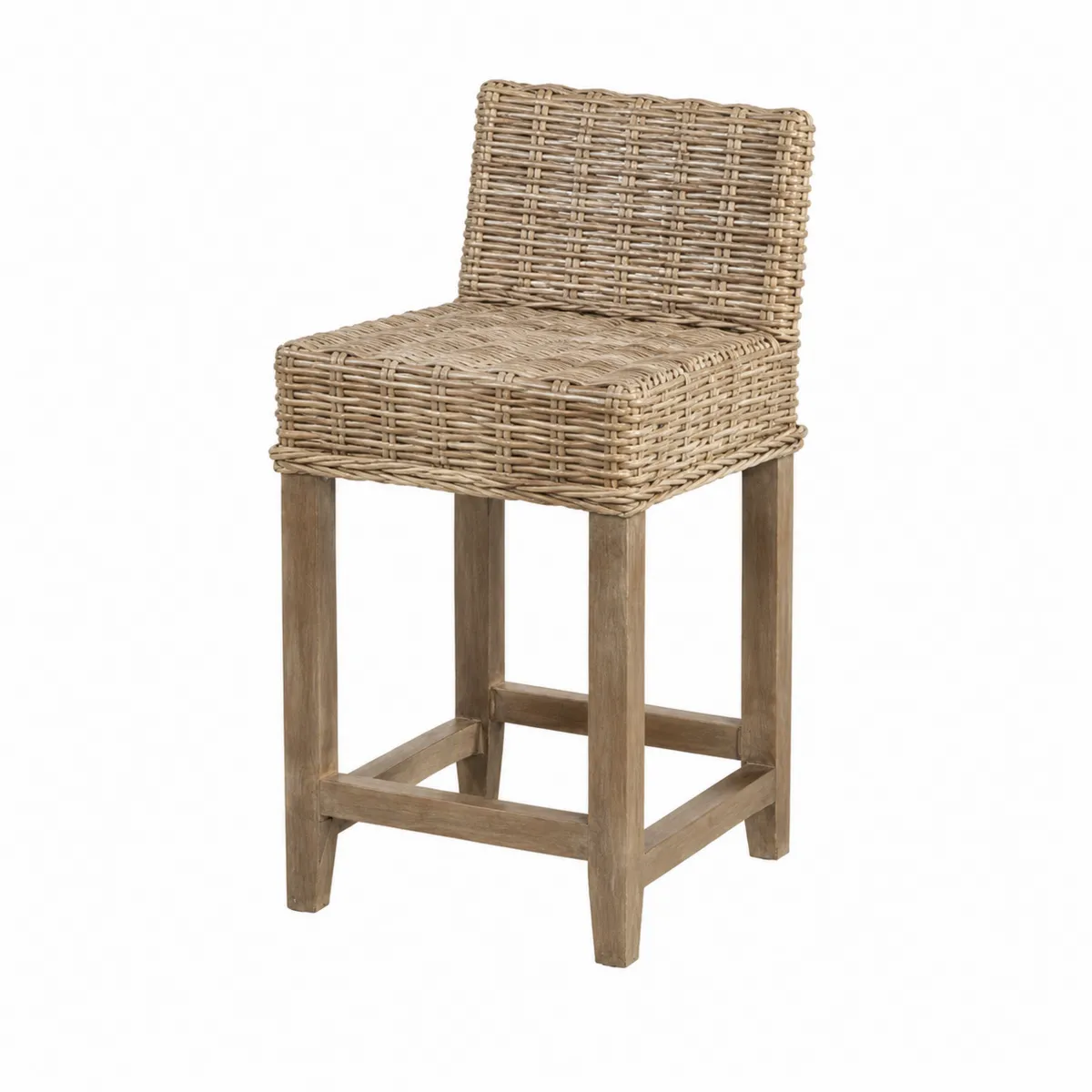 Tabouret de bar en rotin et bois
