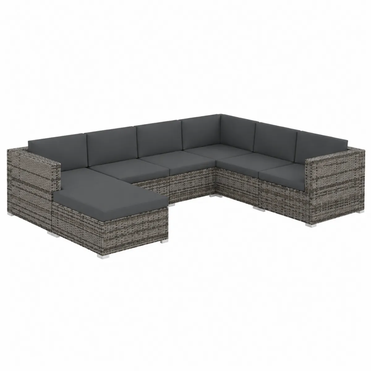 Canapé modulaire d'extérieur en résine tressée avec coussins gris