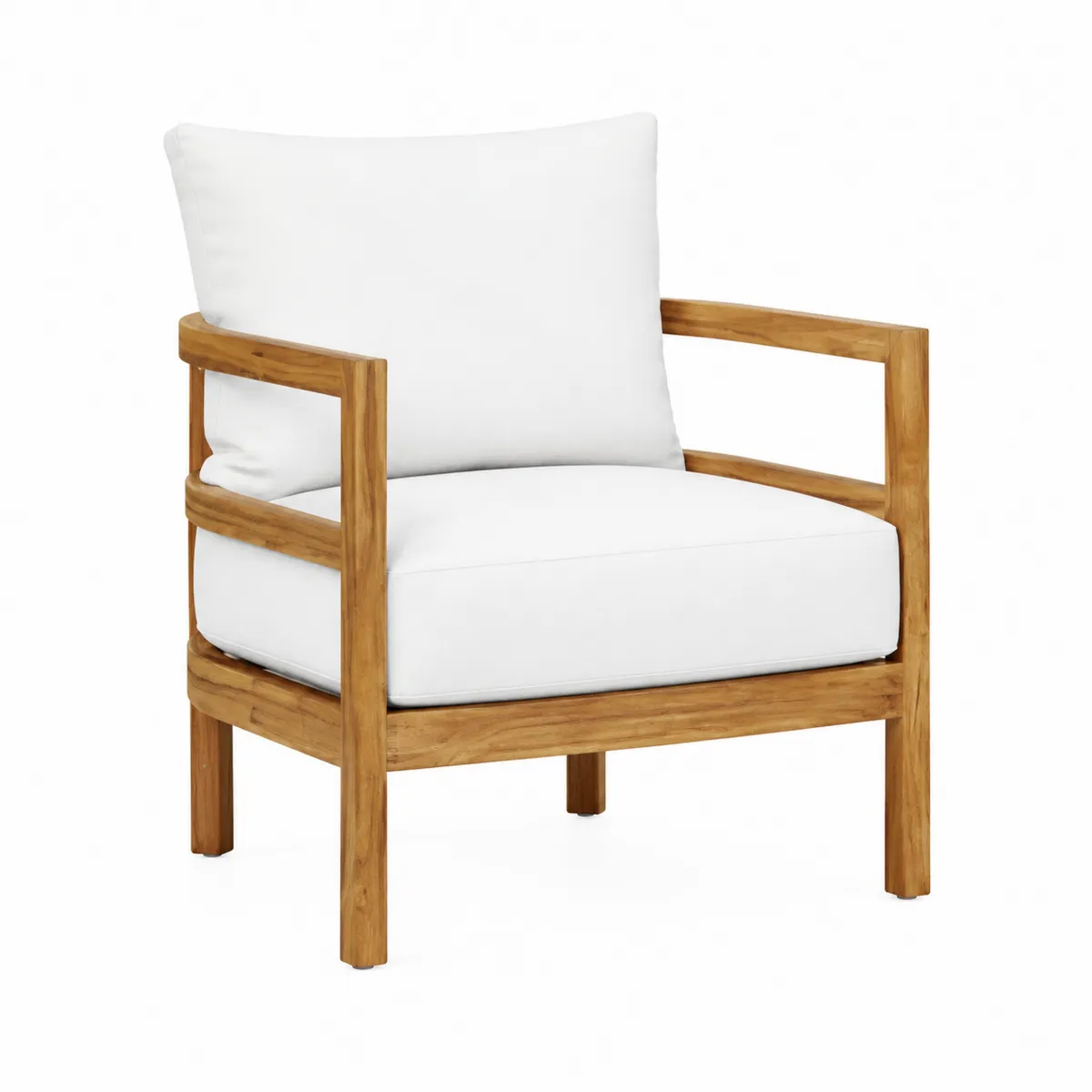 Fauteuil en bois avec coussins blancs