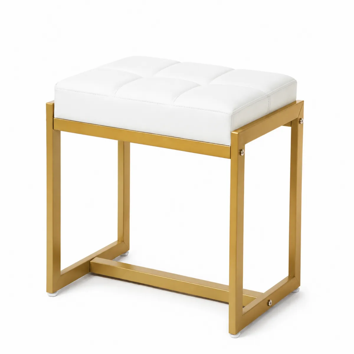 Tabouret en cuir synthétique avec cadre métallique doré