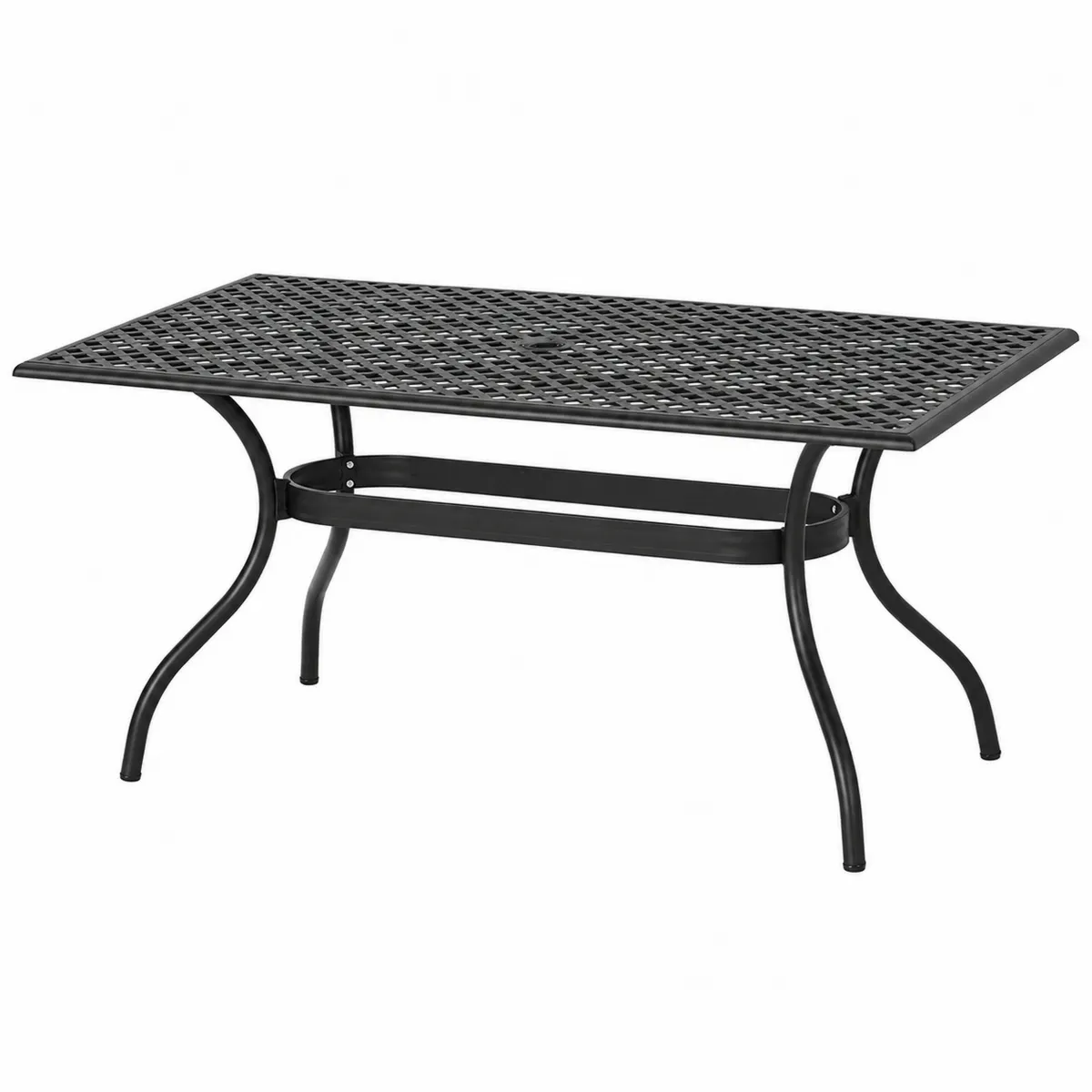 Table de jardin rectangulaire en métal noir 150x90x75 cm