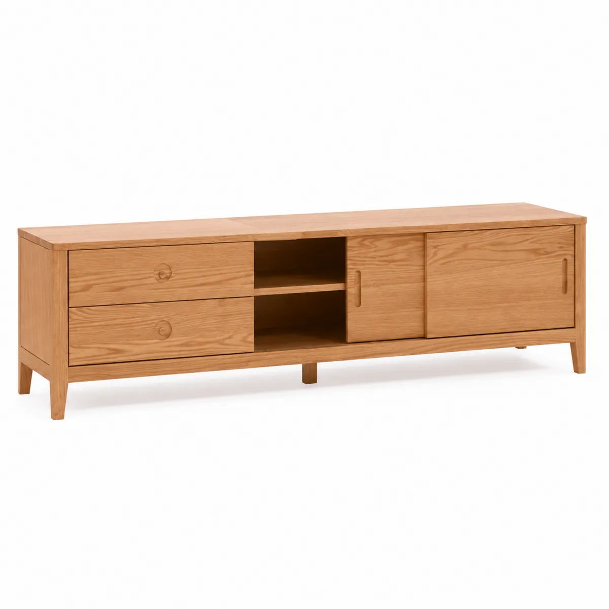 Meuble TV en bois avec tiroirs et portes coulissantes 160 cm