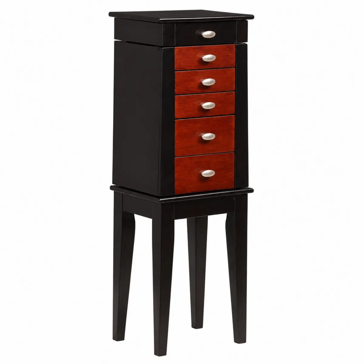Armoire à bijoux en bois avec tiroirs métalliques Noir et Brun
