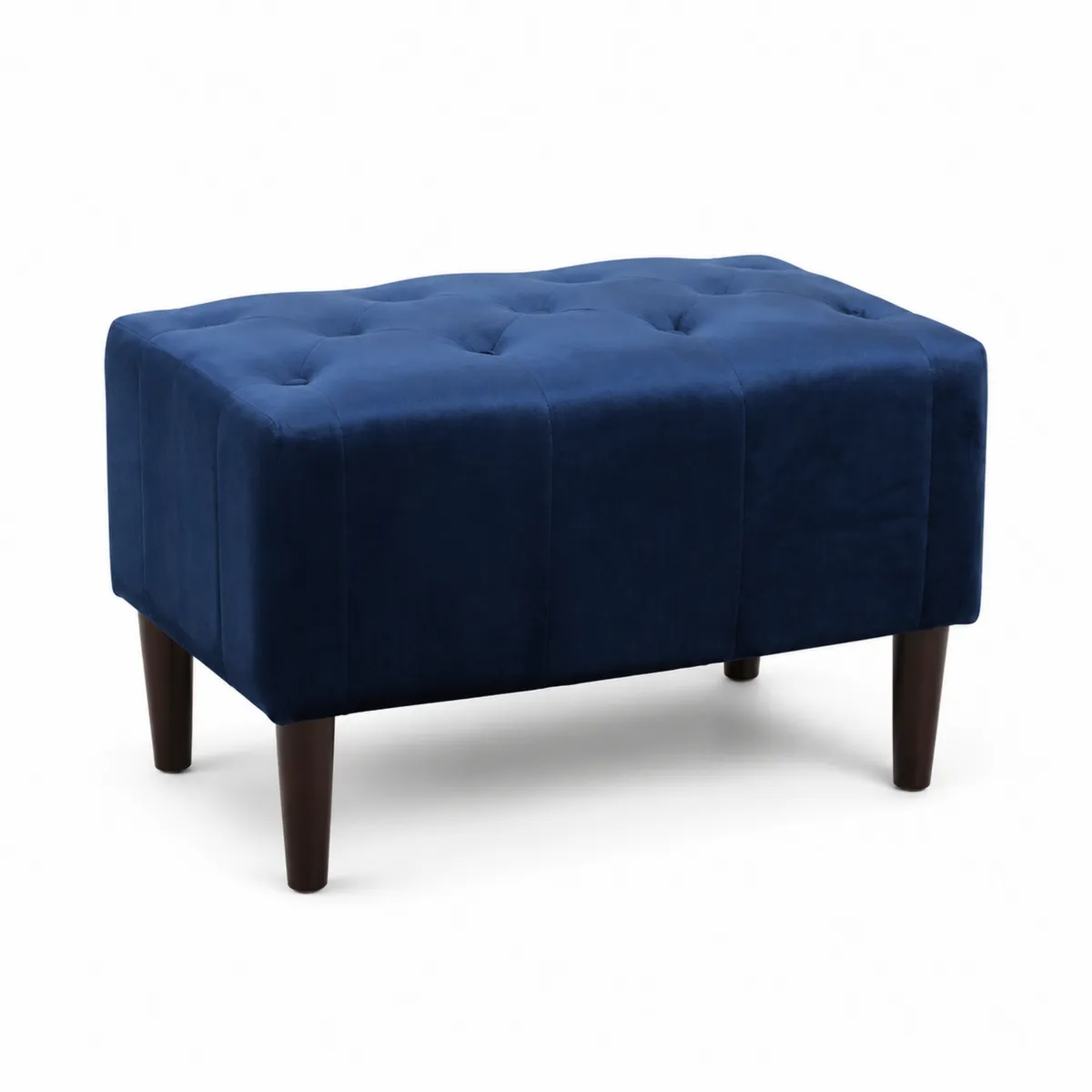 Tabouret en velours avec pieds en bois, Bleu