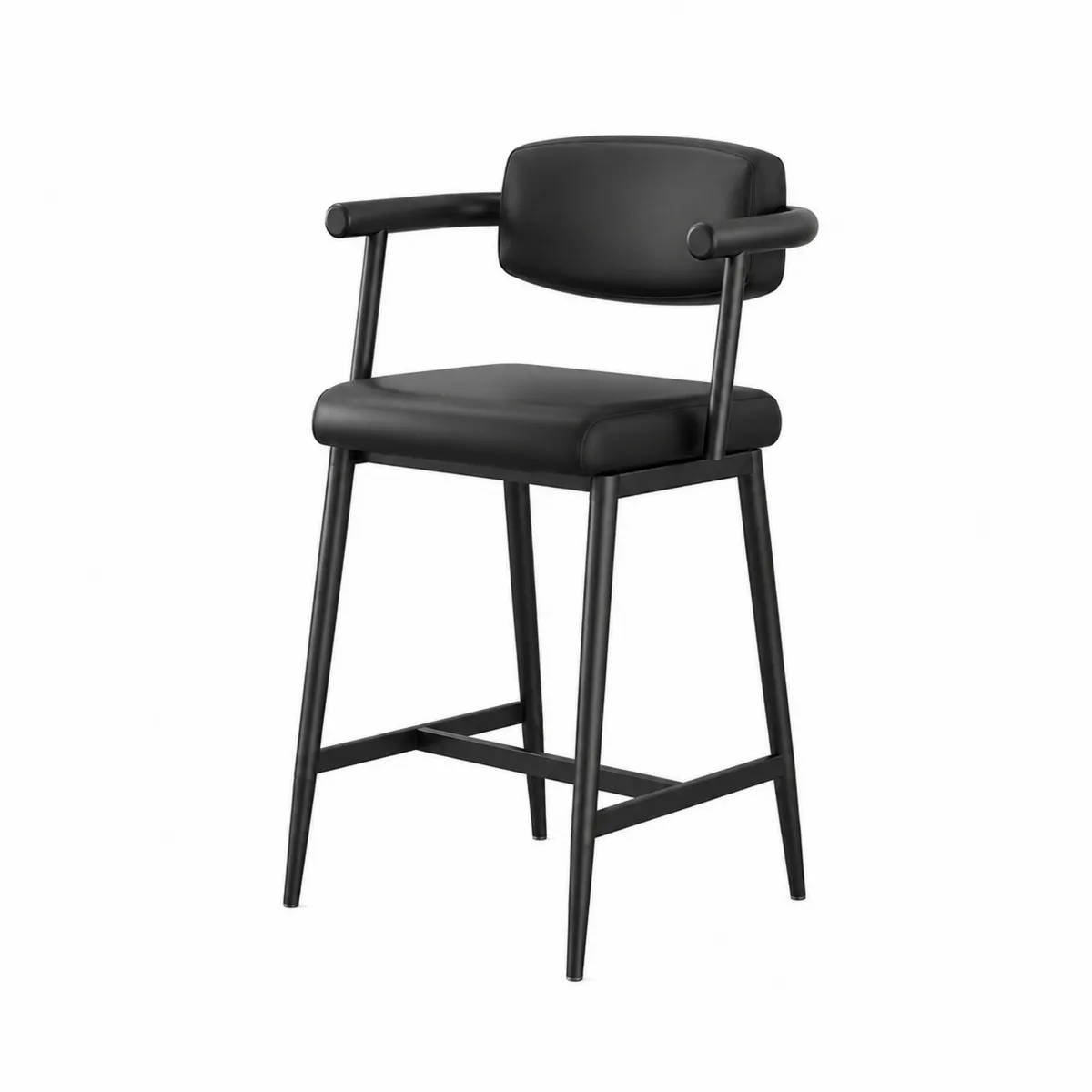 Chaise de bar en métal et cuir synthétique Noir