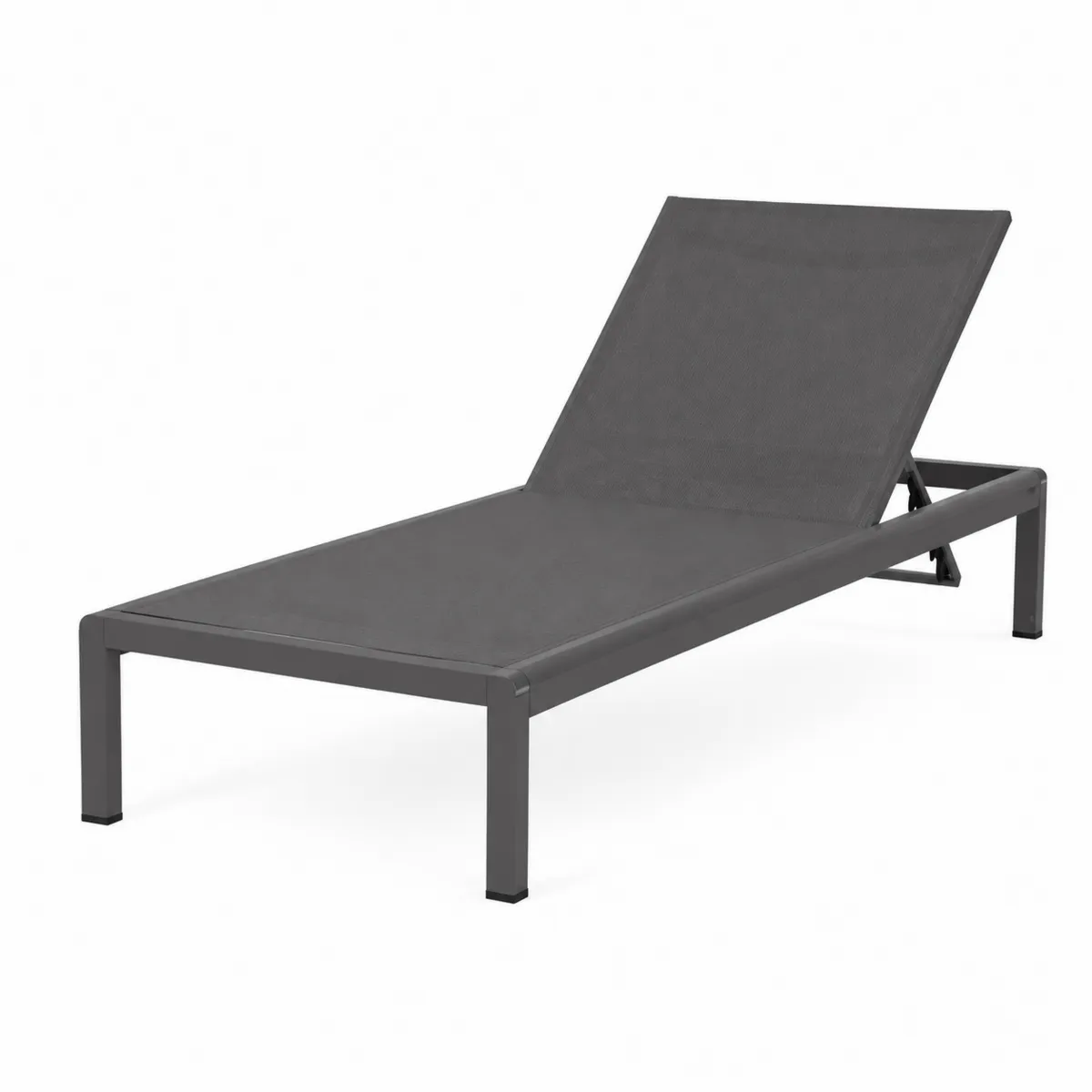 Chaise Longue Jardin Réglable en Métal et Textilène Gris