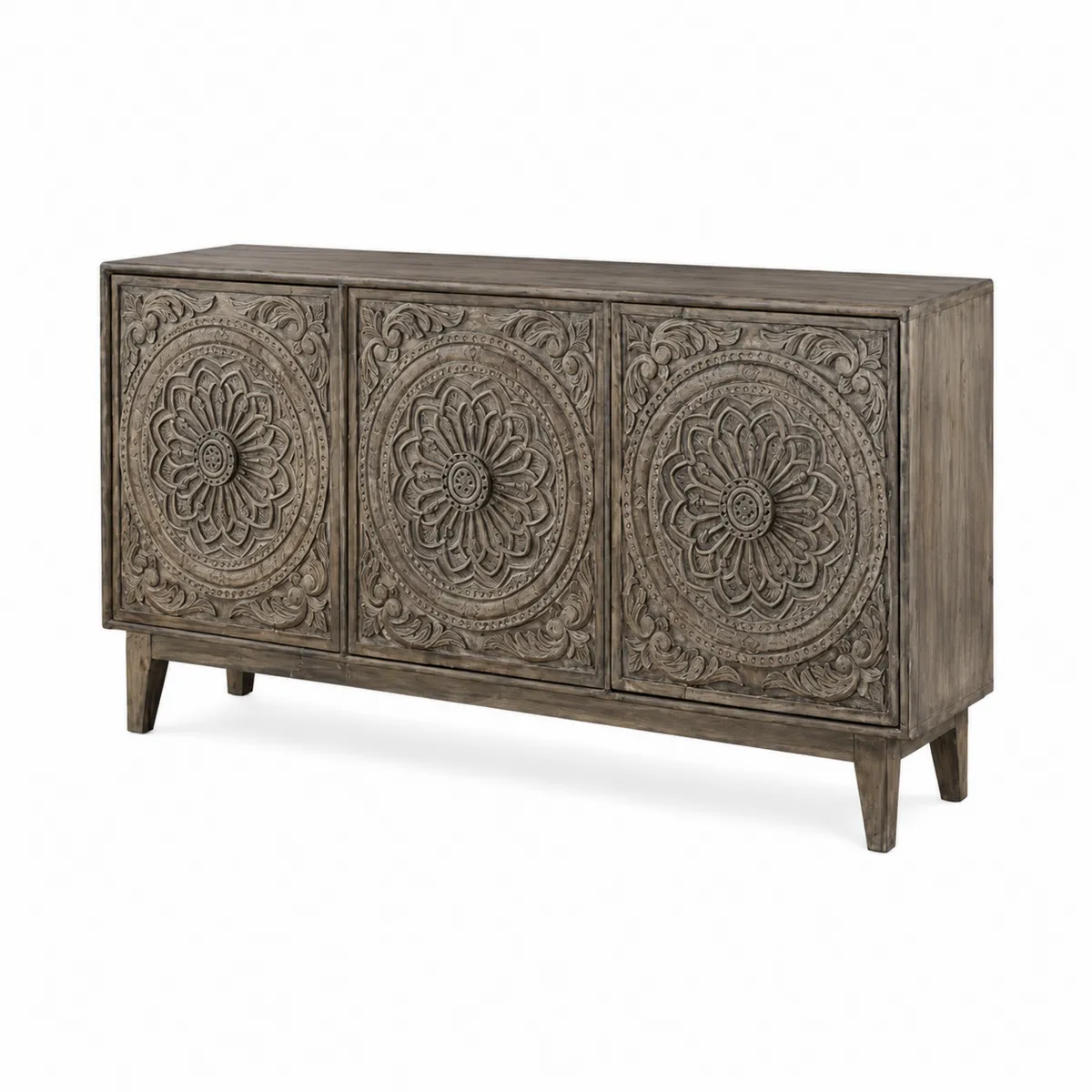 Buffet en bois d'acacia sculpté 150x45x80 cm