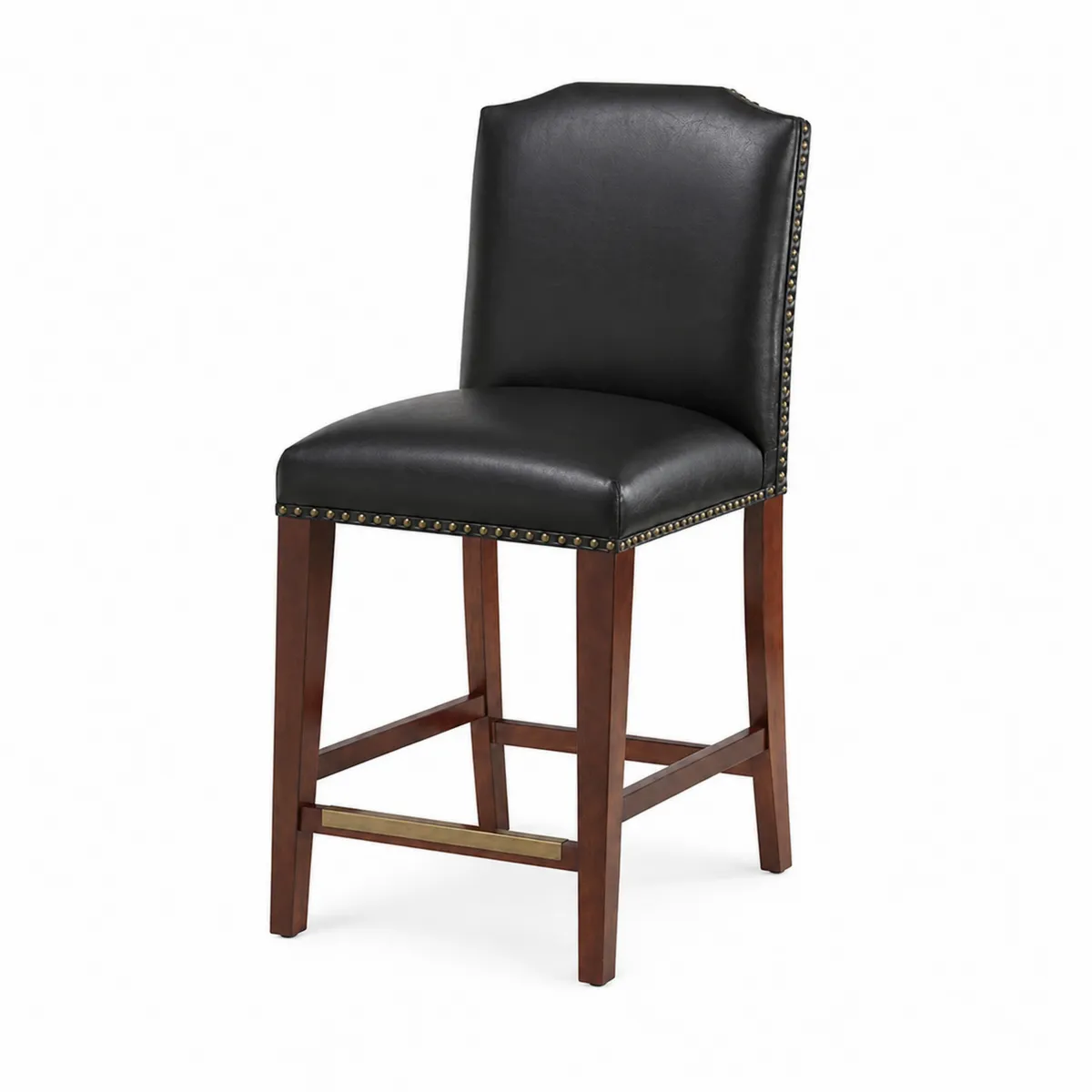 Chaise de Bar en Bois et Similicuir Noir