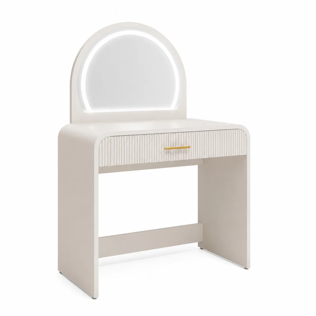 Coiffeuse MDF avec Miroir LED et Tiroir Blanc