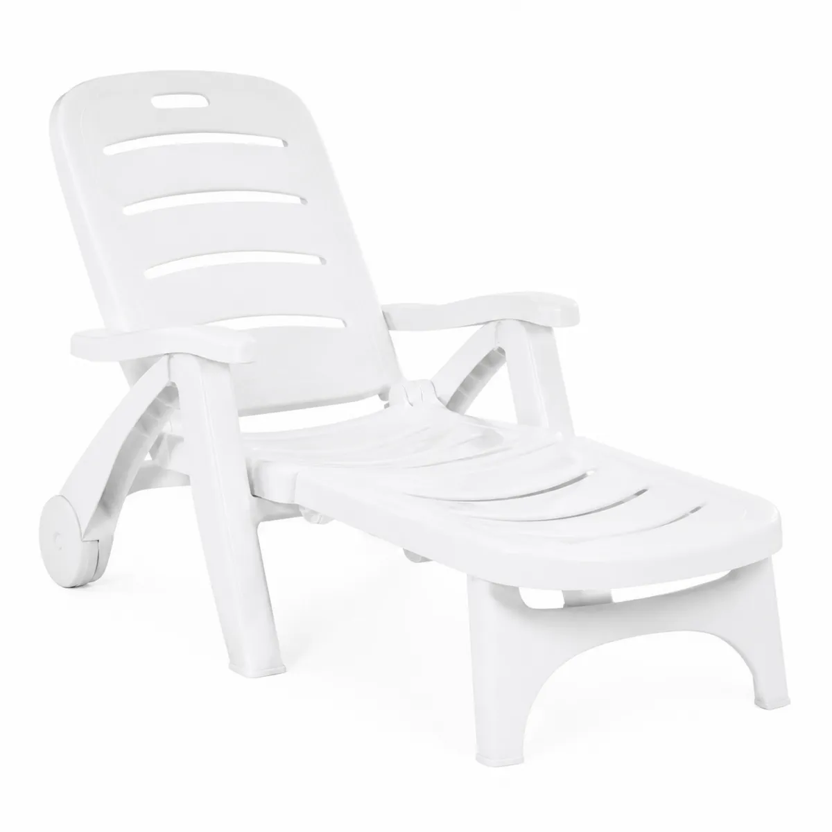 Chaise Longue en Plastique Blanc avec Dossier Réglable