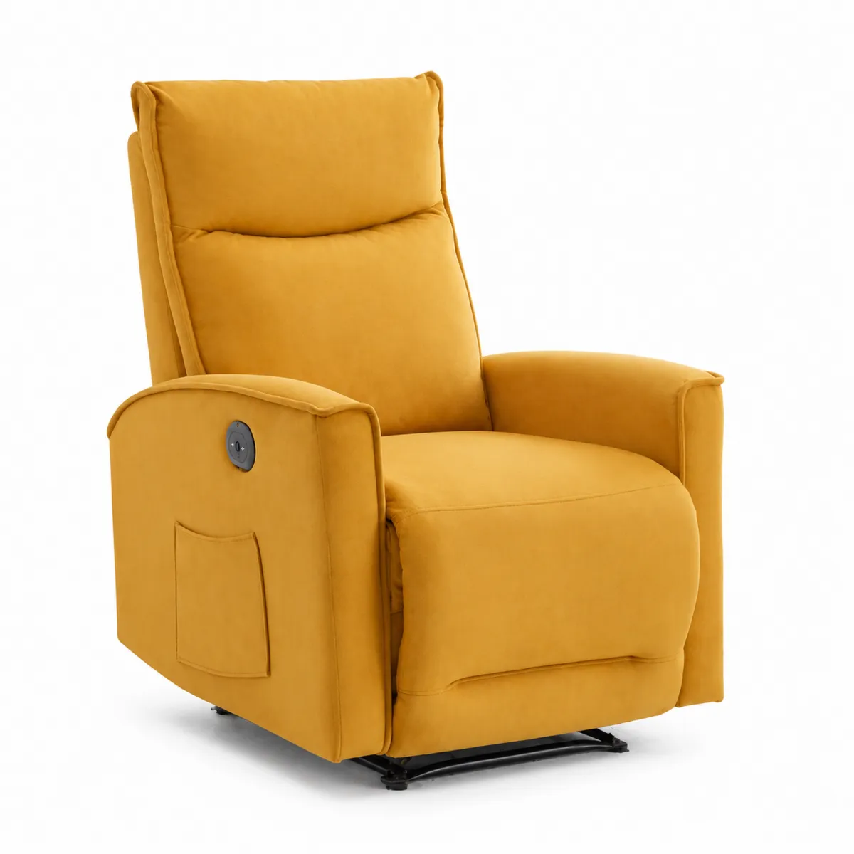 Fauteuil Inclinable en Tissu Jaune avec Repose-pieds