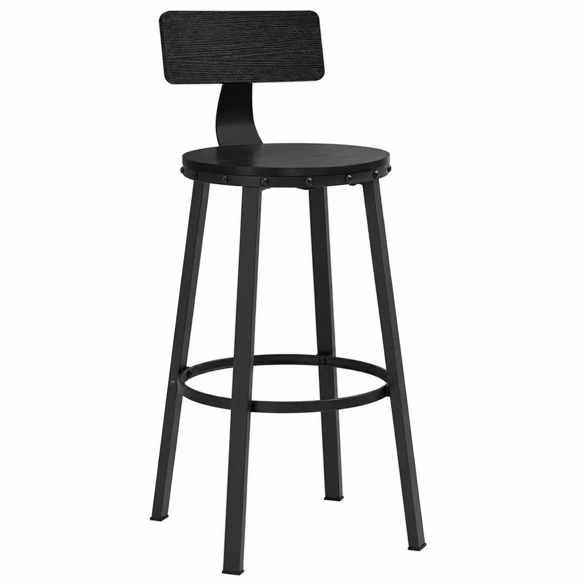 Tabouret de bar en métal noir avec dossier