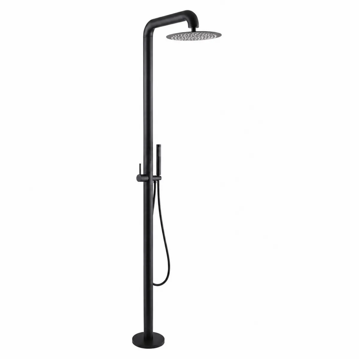 Douche extérieure noire en métal avec pommeau de 220 cm