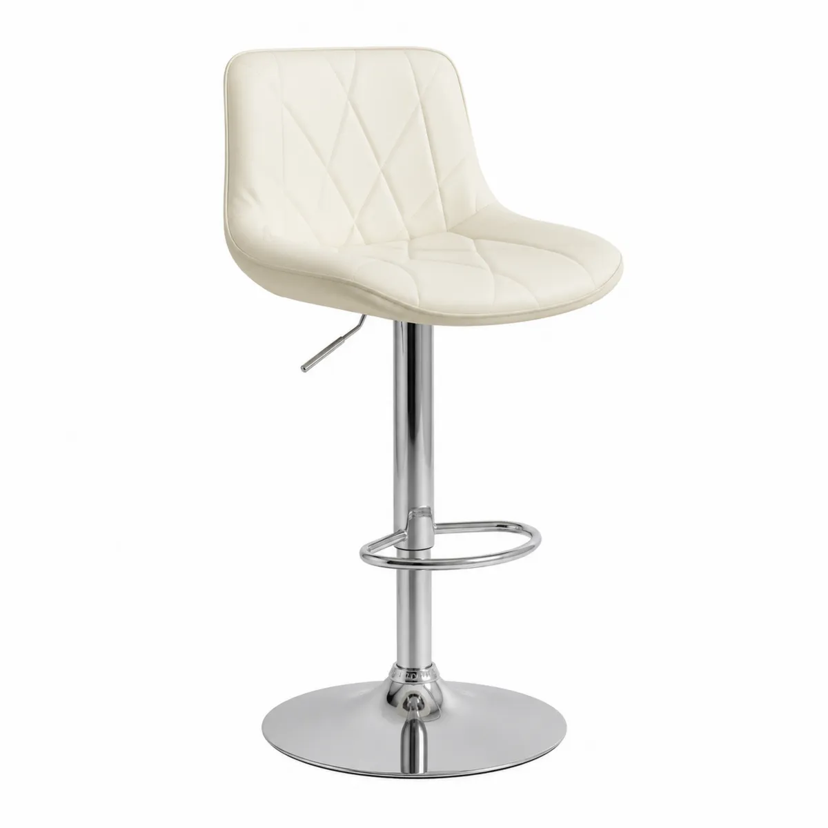 Tabouret de bar en similicuir crème avec pied en métal chromé