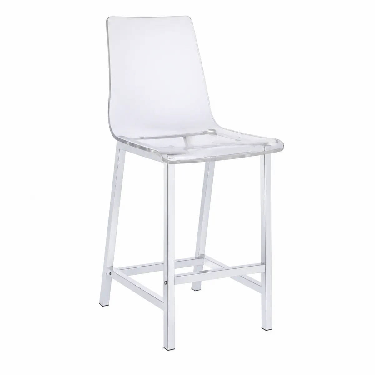 Tabouret de comptoir en acier et plastique transparent