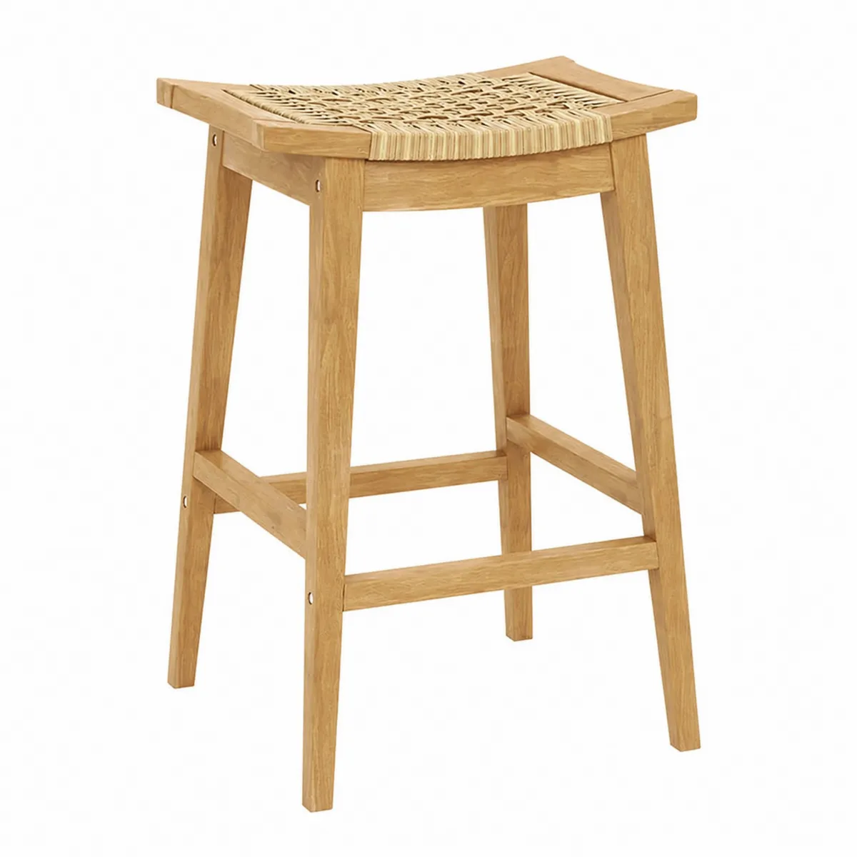 Tabouret de bar en bois avec assise en rotin 65 cm