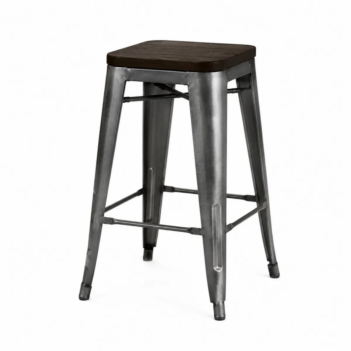 Tabouret de bar en métal et chêne massif 65 cm
