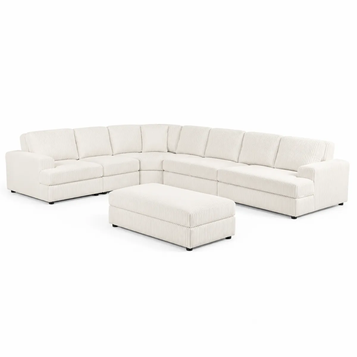 Canapé d'angle modulaire en tissu côtelé Crème