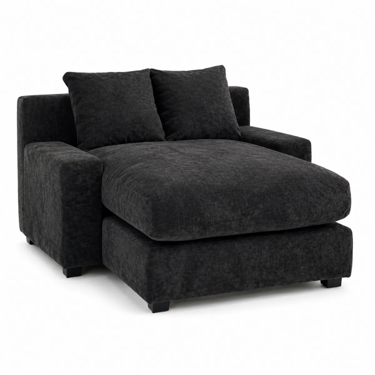Méridienne en tissu noir avec coussins