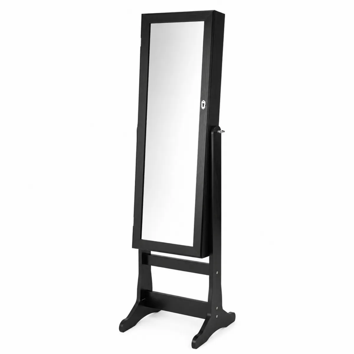 Miroir sur Pied avec Rangement en MDF Noir 160x40x36 cm
