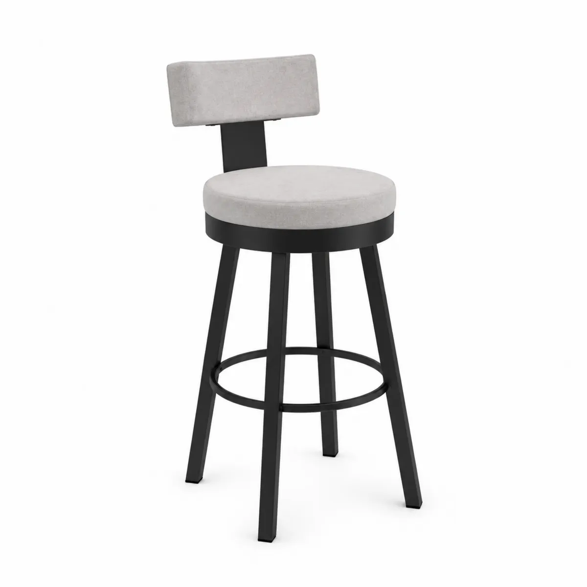 Tabouret de bar en métal et tissu gris