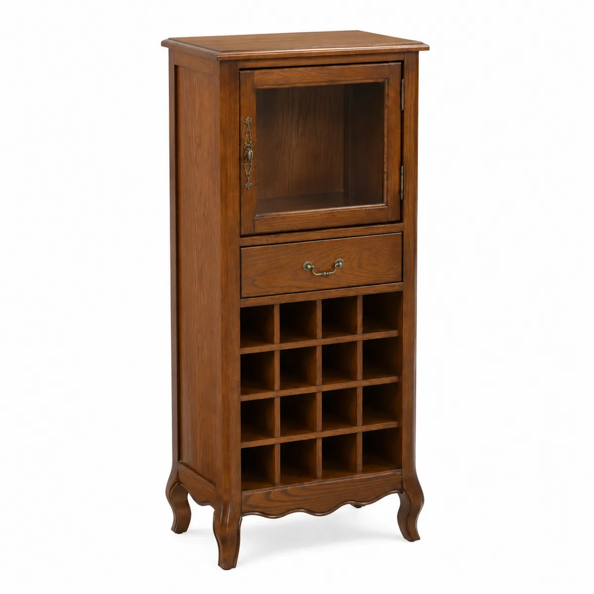 Armoire à vin en bois avec porte en verre et tiroir 60x30x130 cm