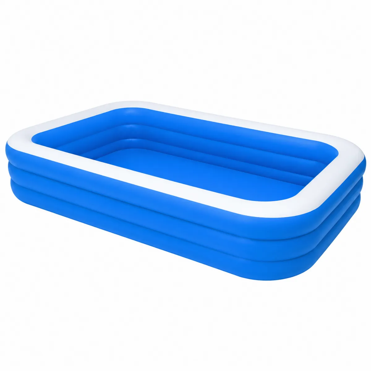 Piscine Gonflable Rectangulaire en PVC Bleu et Blanc