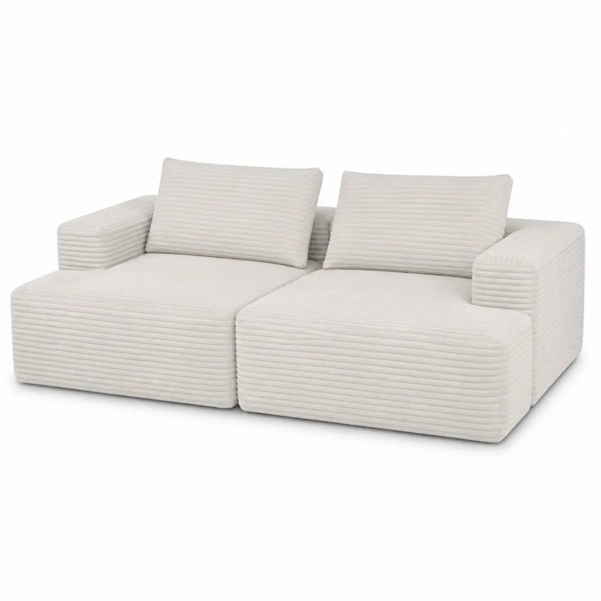 Canapé modulaire 2 places en velours côtelé Beige