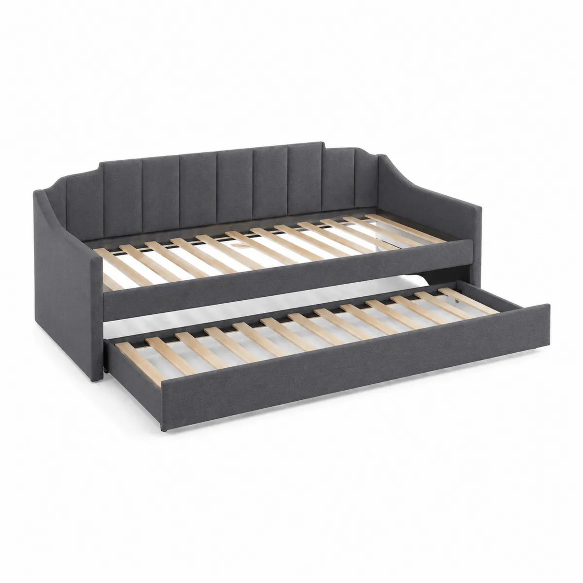 Cama nido con estructura de madera y tapizado en poliéster gris 200x100 cm