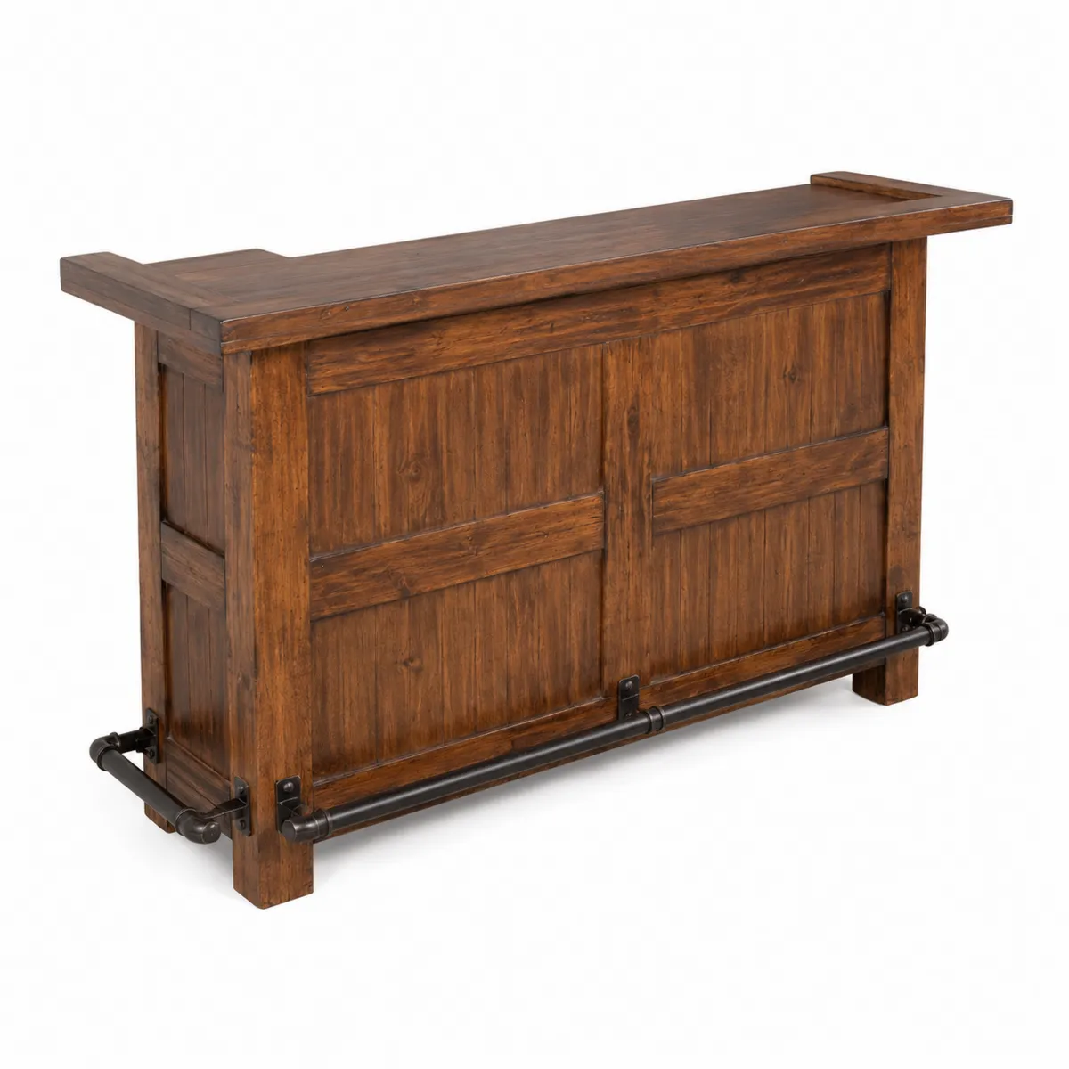Barra de bar de madera de acacia y metal marrón 200x50x110 cm