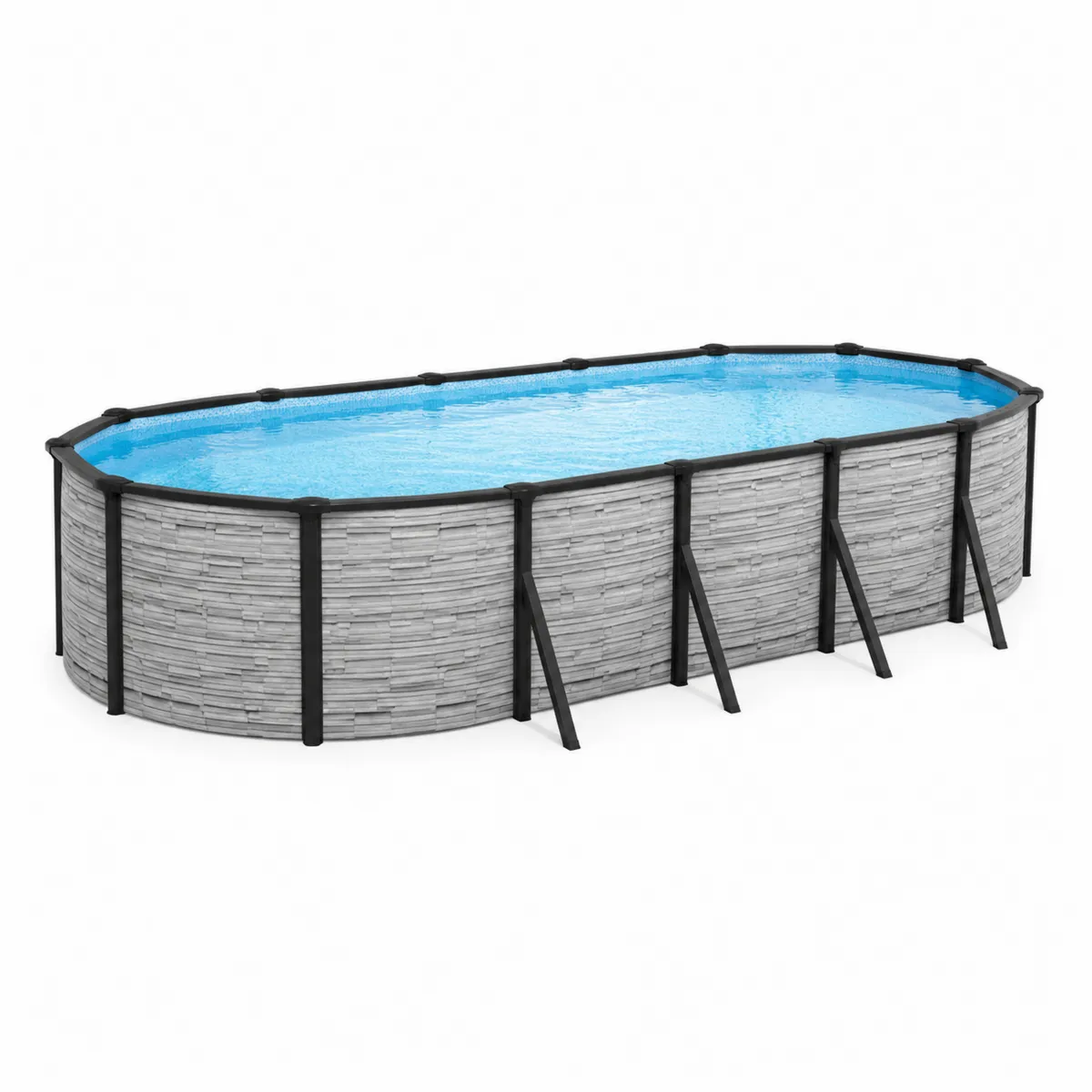 Piscina desmontable ovalada de acero galvanizado 610x360x120 cm Gris