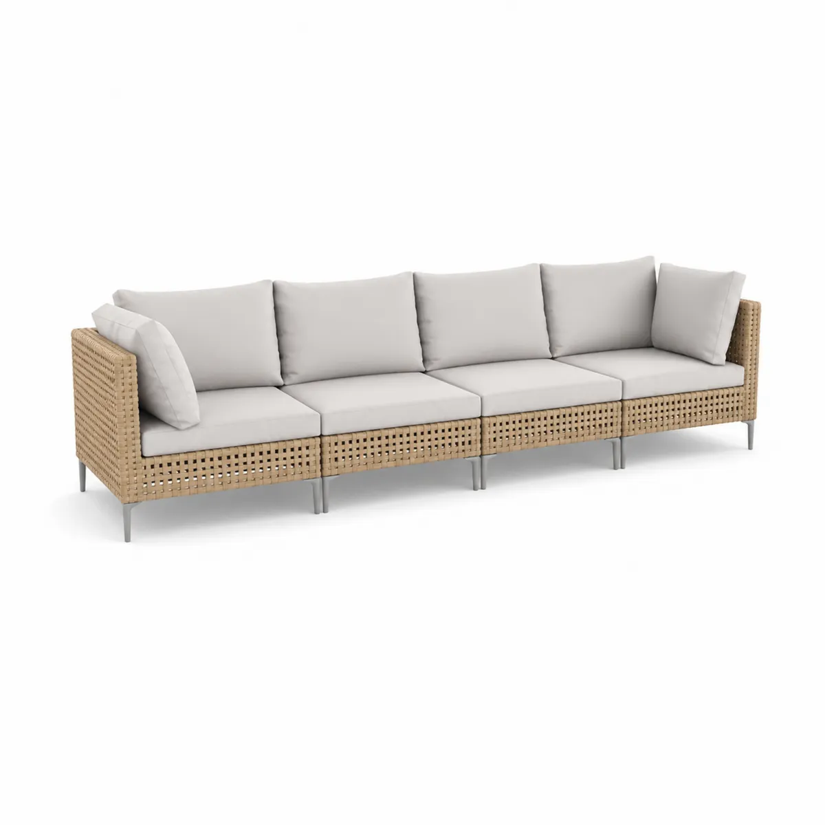 Sofá modular de aluminio y ratán PE con cojines Beige