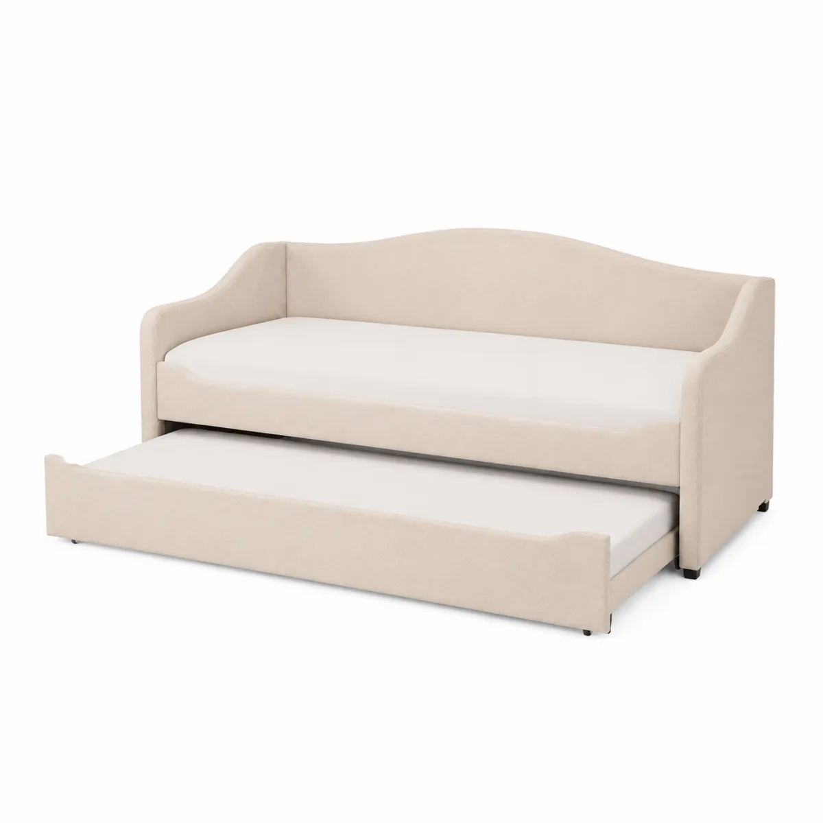 Sofá cama con cama nido tapizado en poliéster Beige