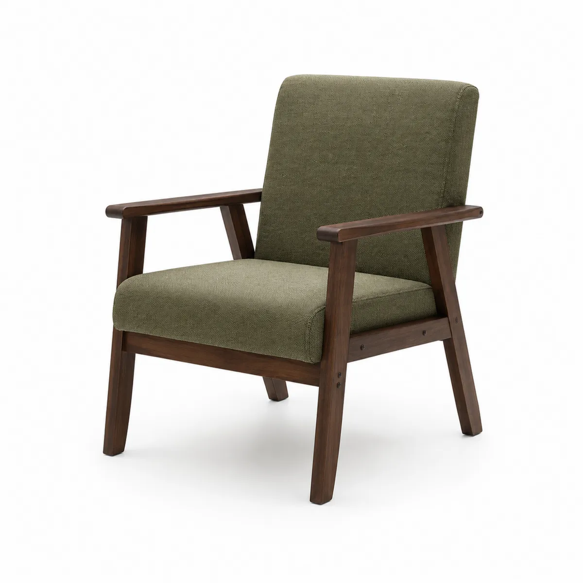 Silla de Madera con Tapizado en Tela Verde