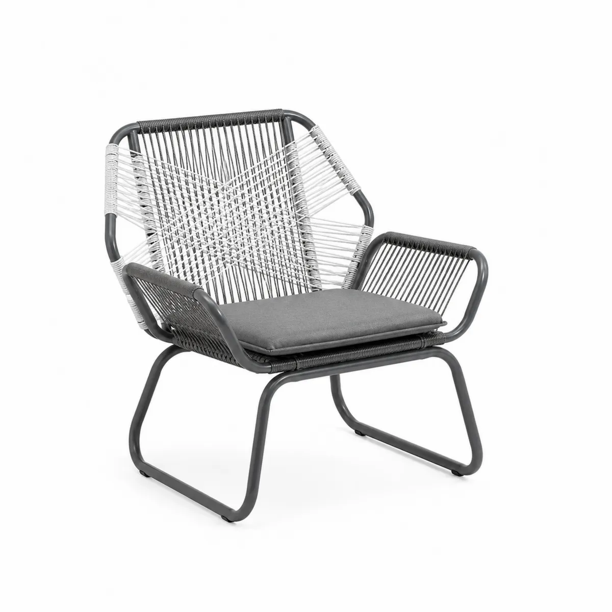 Sillón de Exterior con Estructura Metálica y Cordón de Poliéster