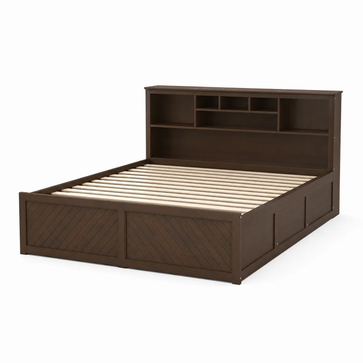 Cama de madera con almacenamiento 160x200cm Marrón