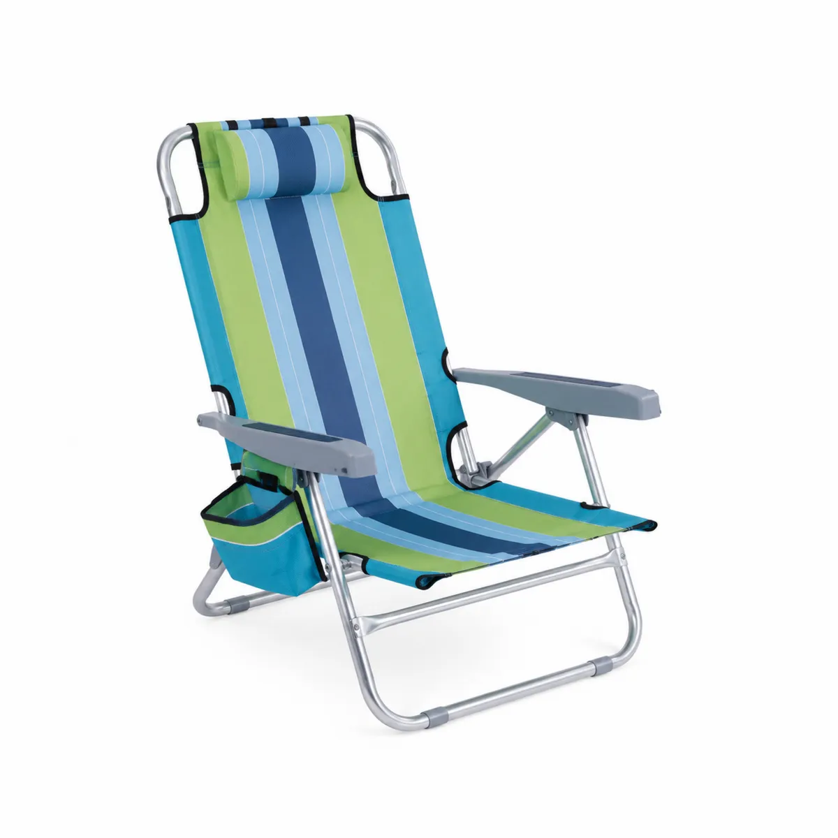 Silla de Playa Plegable de Aluminio con Rayas y Cojín
