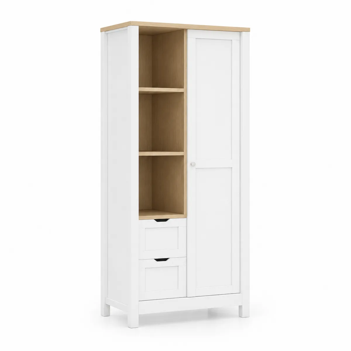 Armario de MDF con Puerta y Estantes 180x80x40 cm Blanco y Roble