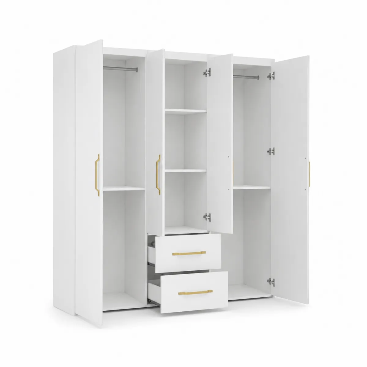 Armario de 4 puertas y 2 cajones MDF Blanco