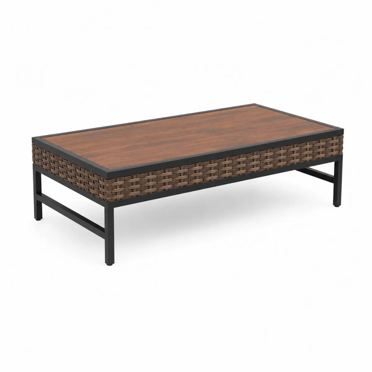 Mesa de centro rectangular de madera y metal marrón 120x60x45 cm
