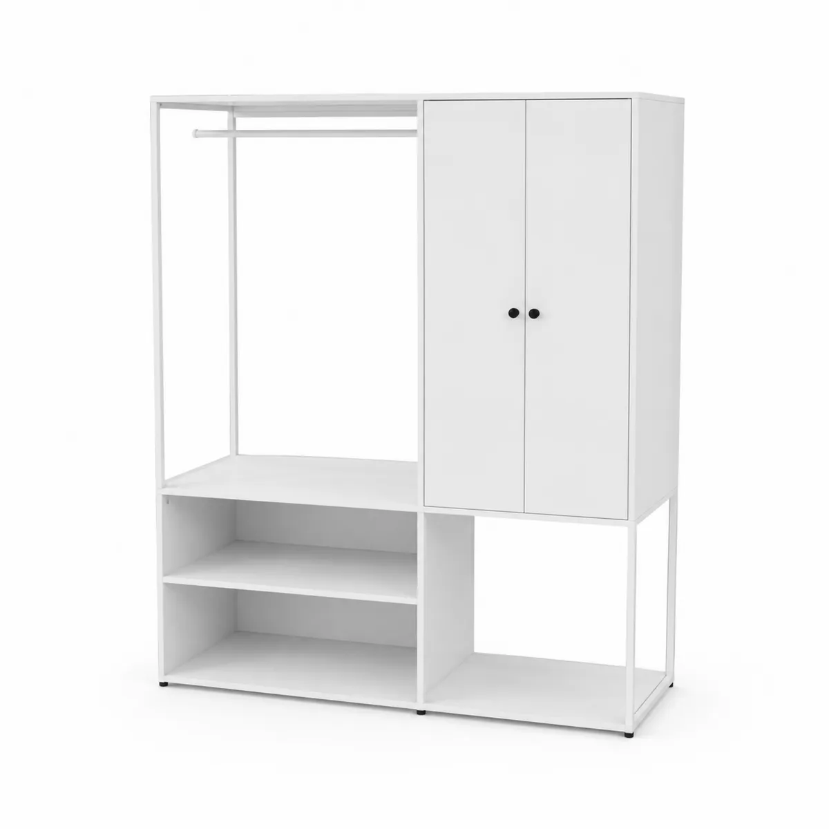 Armario ropero blanco de madera laminada y metal con 2 puertas