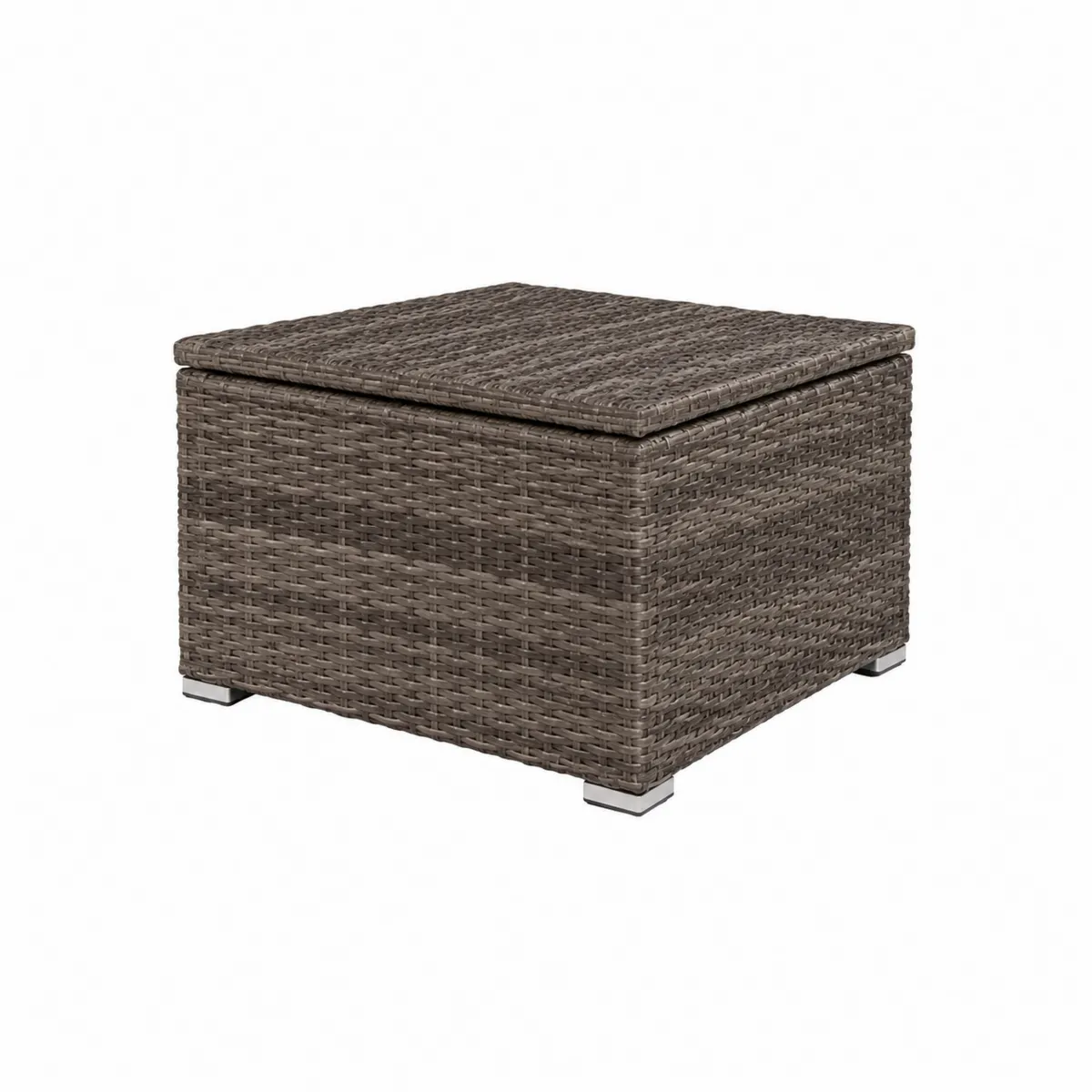Mesa auxiliar de ratán sintético con almacenamiento 55x55x40 cm Marrón