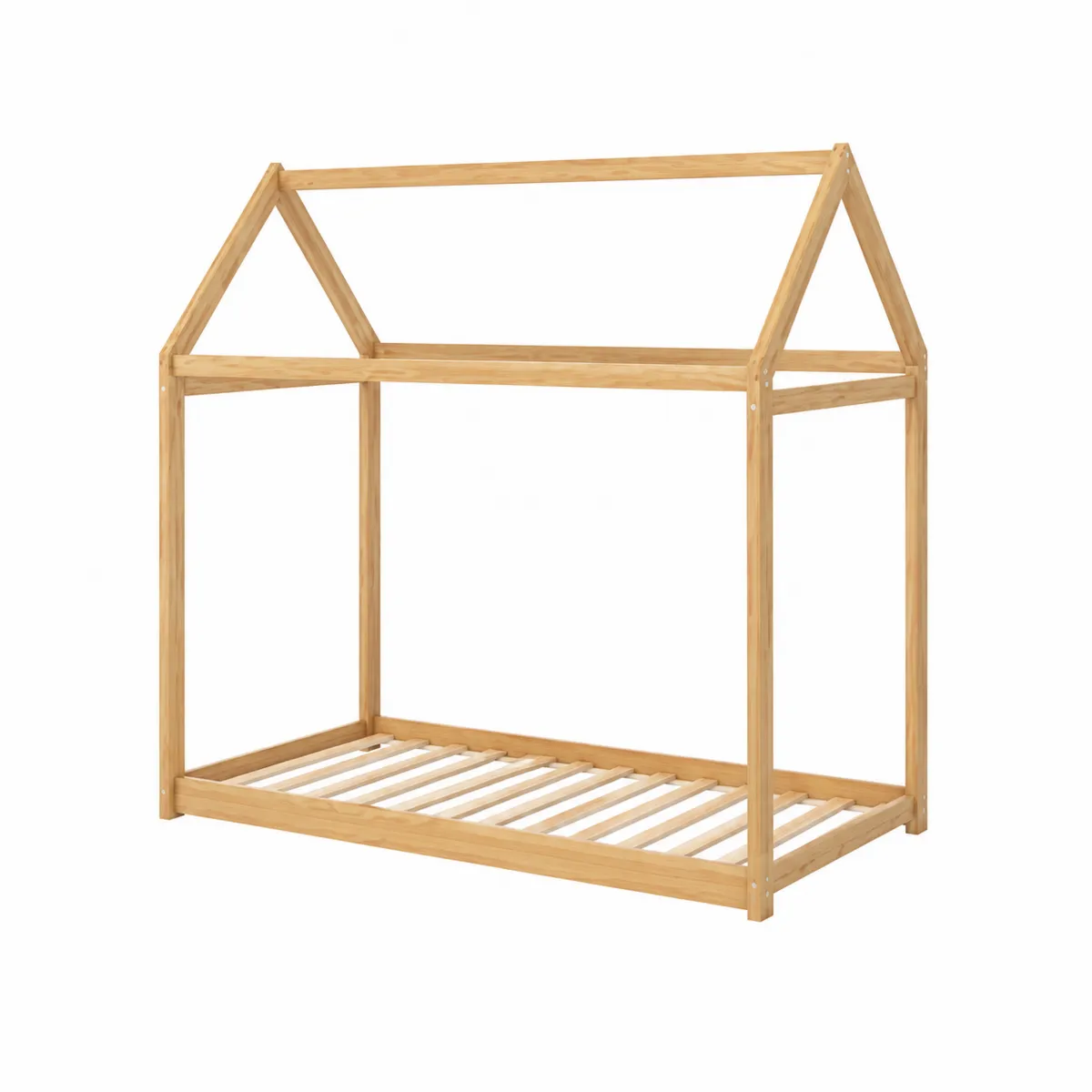 Estructura de cama de madera de pino en forma de casa 200x90 cm