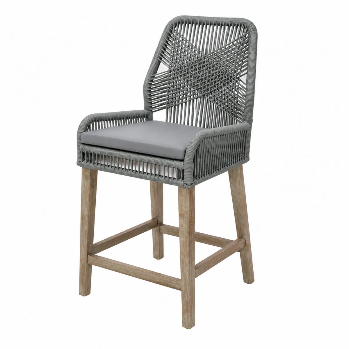 Taburete de Cuerda con Patas de Madera de Acacia