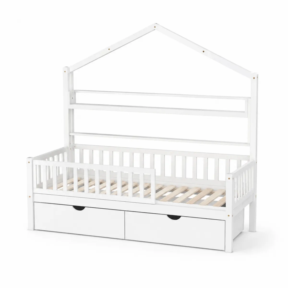 Cama infantil de madera con cajones de 200x90 cm Blanca