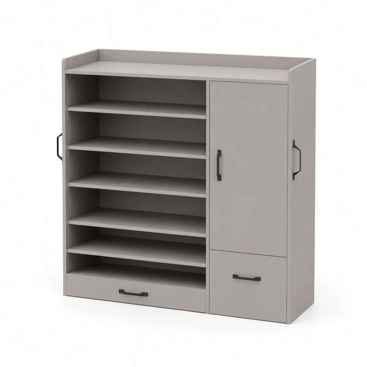 Aparador de Madera MDF con Estantes Ajustables y Cajón Gris 120x100x40cm